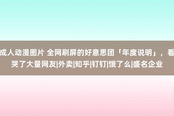 成人动漫图片 全网刷屏的好意思团「年度说明」，看哭了大量网友|外卖|知乎|钉钉|饿了么|盛名企业